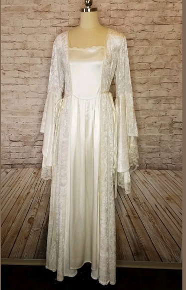 lip service Dresses & Skirts - White Velvet Bell Sleeve Gothic festival dress